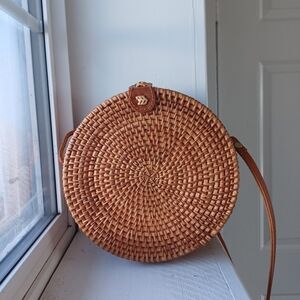Round Woven Tan Bag